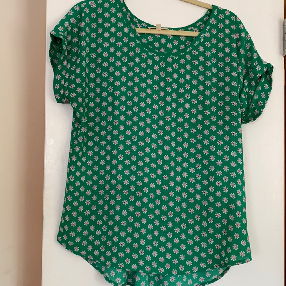 Green Floral Patterned Top